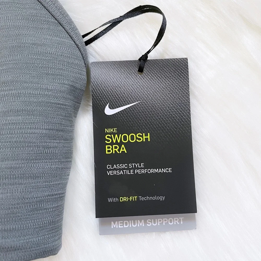 Nike Women’s Dri-Fit Swoosh Grey Sports Bra - Picture 3 of 8